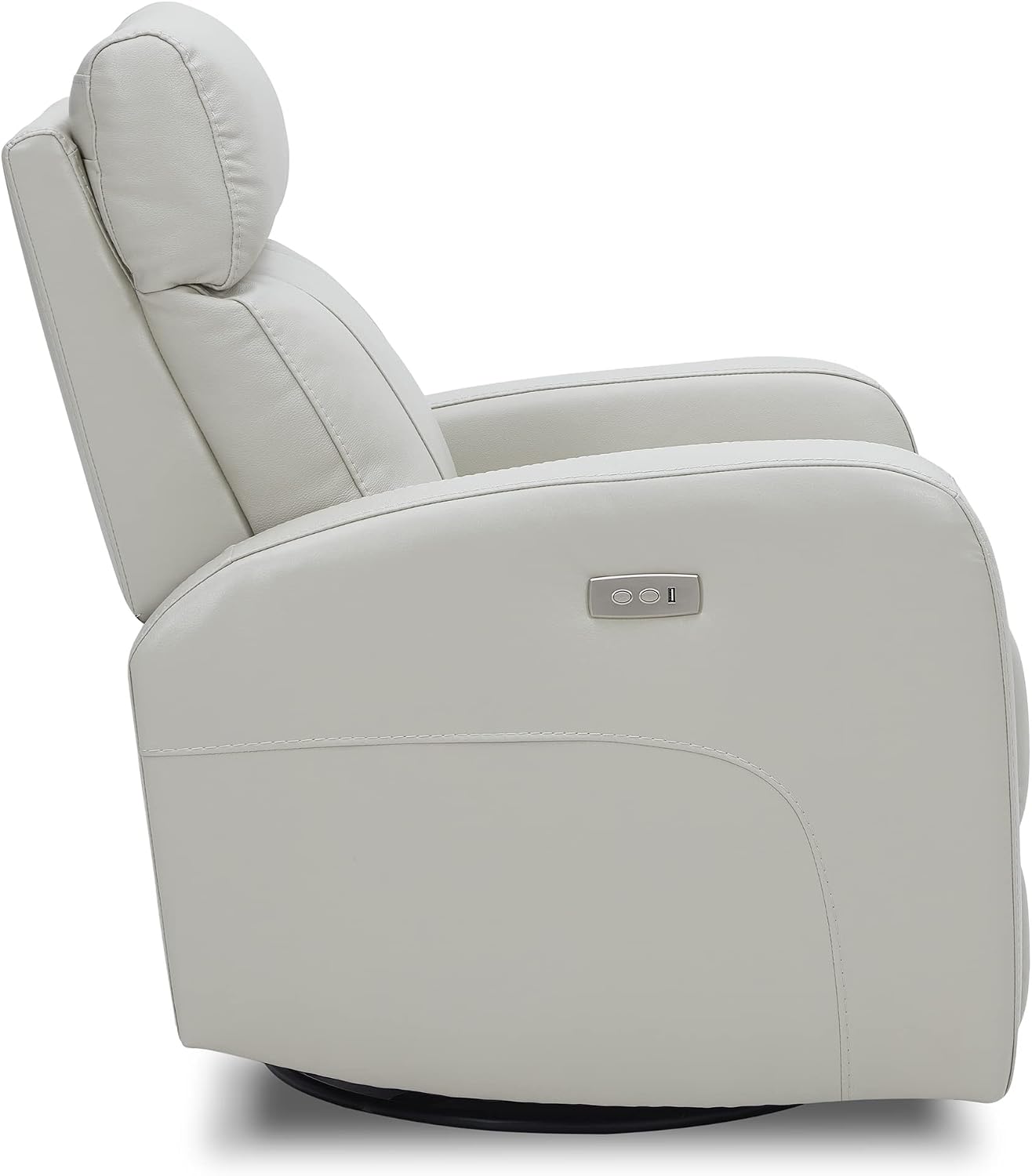 CHITA Genuine Leather Power Swivel Glider Recliner Chair for Adults, FSC Certified Electric Nursery Rocker Recliner Chair for Living Room, Light Grey