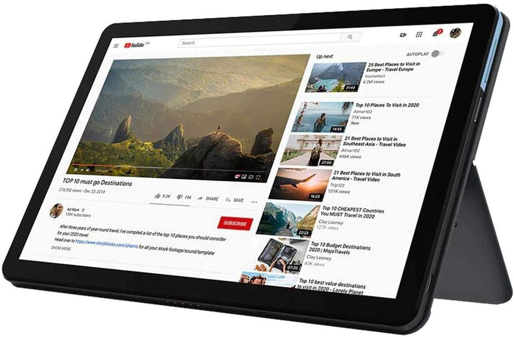 Lenovo Chromebook Duet, 2-in-1, 10.1' WUXGA (1920 x 1200) Display, MediaTek Helio P60T, 4GB LPDDR4X RAM, 64GB eMCP SSD, Integrated ARM G72 MP3 Graphics, Chrome OS, ZA6F0031US, Ice Blue + Iron Grey