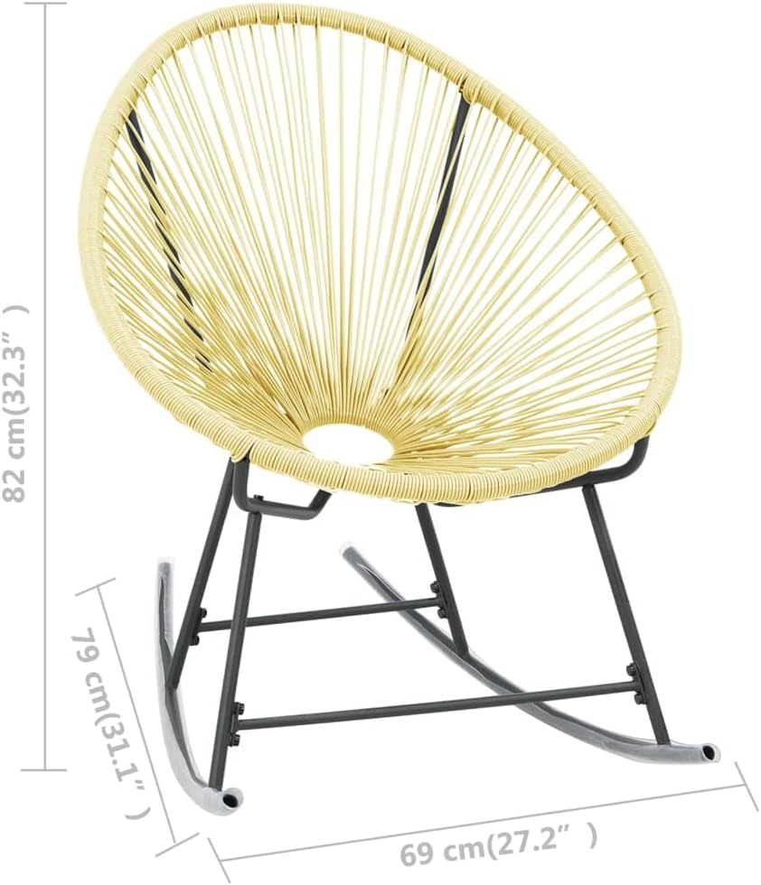 vidaXL Acapulco Chair Beige Poly Rattan, Powder-Coated Steel Standard