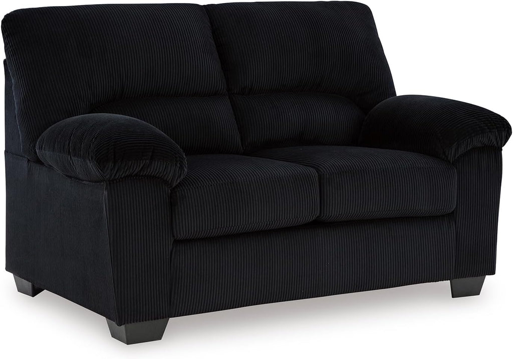 Signature Design by Ashley SimpleJoy Modern Loveseat for Living Room, Black