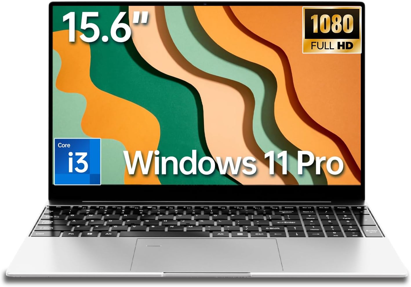 2026 Latest 15.6'' Laptop Win 11 Pro, 1080p FHD IPS Display, 8GB RAM 256GB SSD, Intel Processor 6500Y(3.4GHz), Backlit Keyboard, Fingerprint, Webcam, USB 3.2Gen1, WiFi5, BT5, Mini-HDMI, TF Card Slot