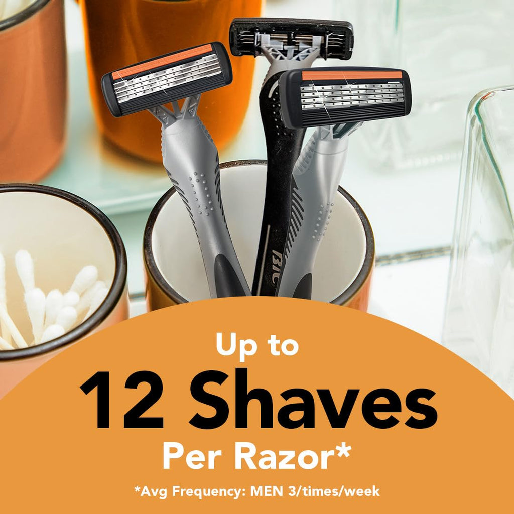 BIC Flex 4 Sensitive Disposable Razors For Men,For a Smooth,Ultra-Close and Comfortable Shave,10 Piece Disposable Razor Set with 4 Blades,(Pack of 12)