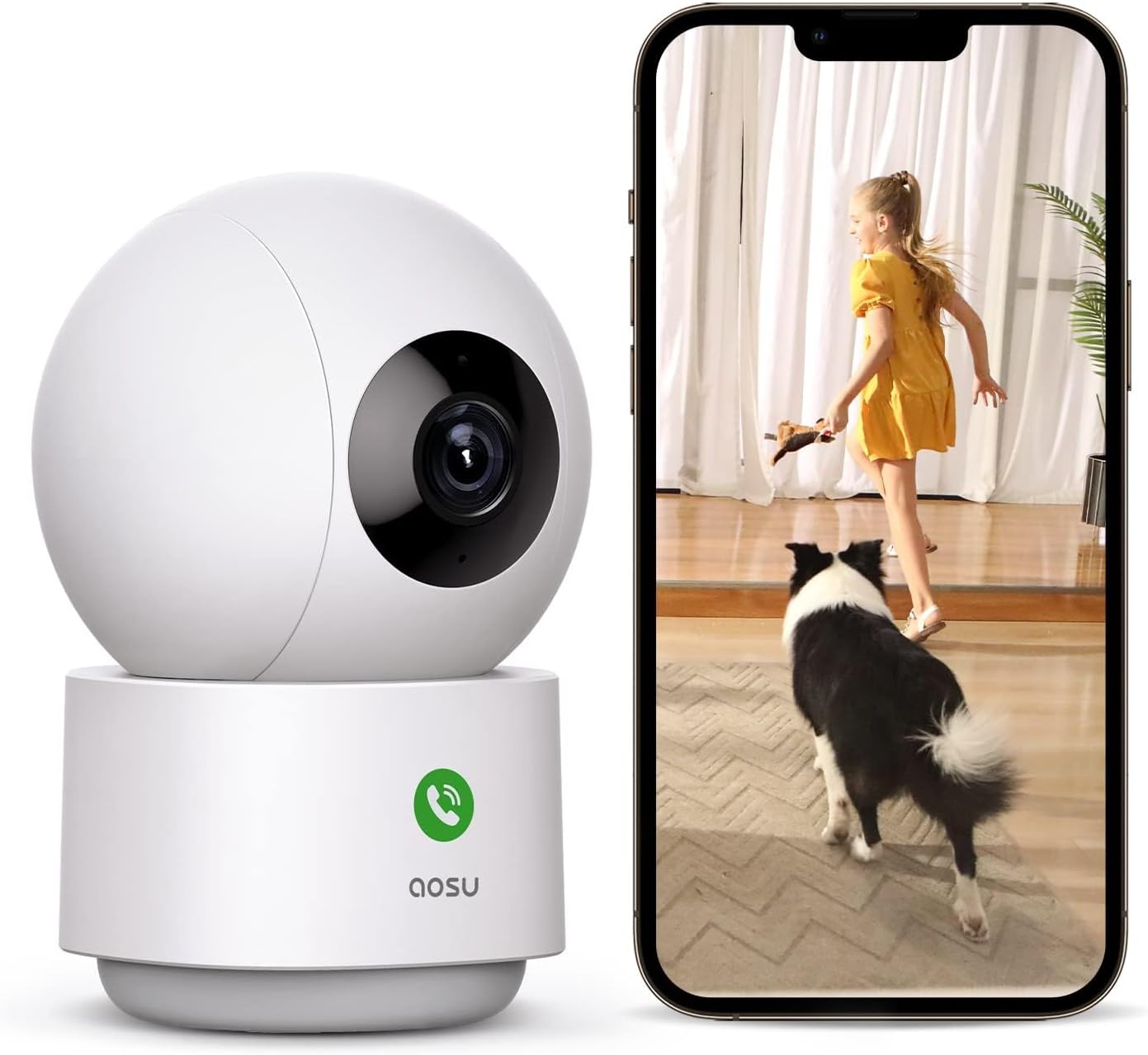 AOSU Home Security System DIY Kit, SolarCam D1 Classic 4 Kit + Doorbell Camera Wireless + 2K Indoor Camera