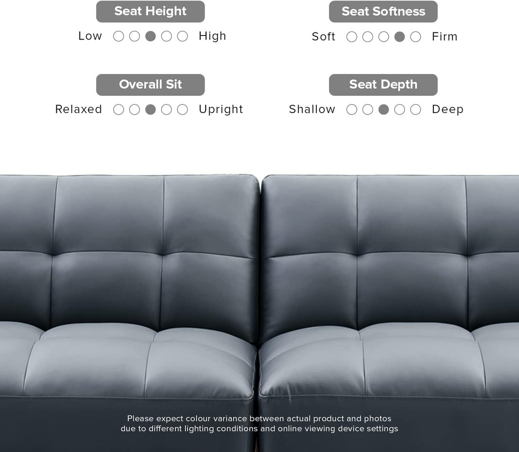 mopio Aaron 76.8' Couch, Small Futon Sofa Bed, Sleeper, Loveseat, Mid Century Modern Futon Couch, Sofa Cama, Couches for Living Room, Bedroom (Cloud Gray, Faux Leather)