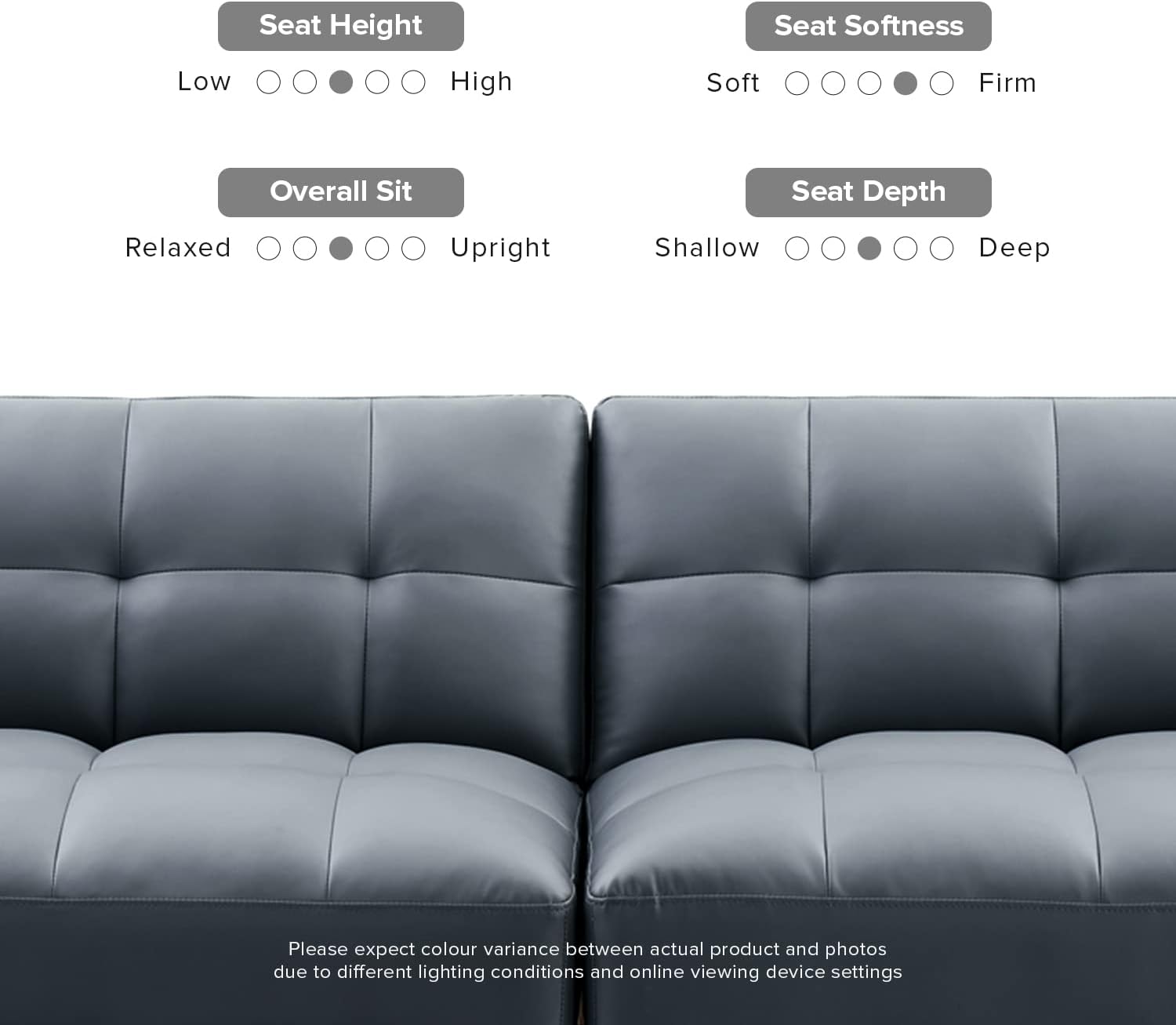 mopio Aaron 76.8' Couch, Small Futon Sofa Bed, Sleeper, Loveseat, Mid Century Modern Futon Couch, Sofa Cama, Couches for Living Room, Bedroom (Cloud Gray, Faux Leather)