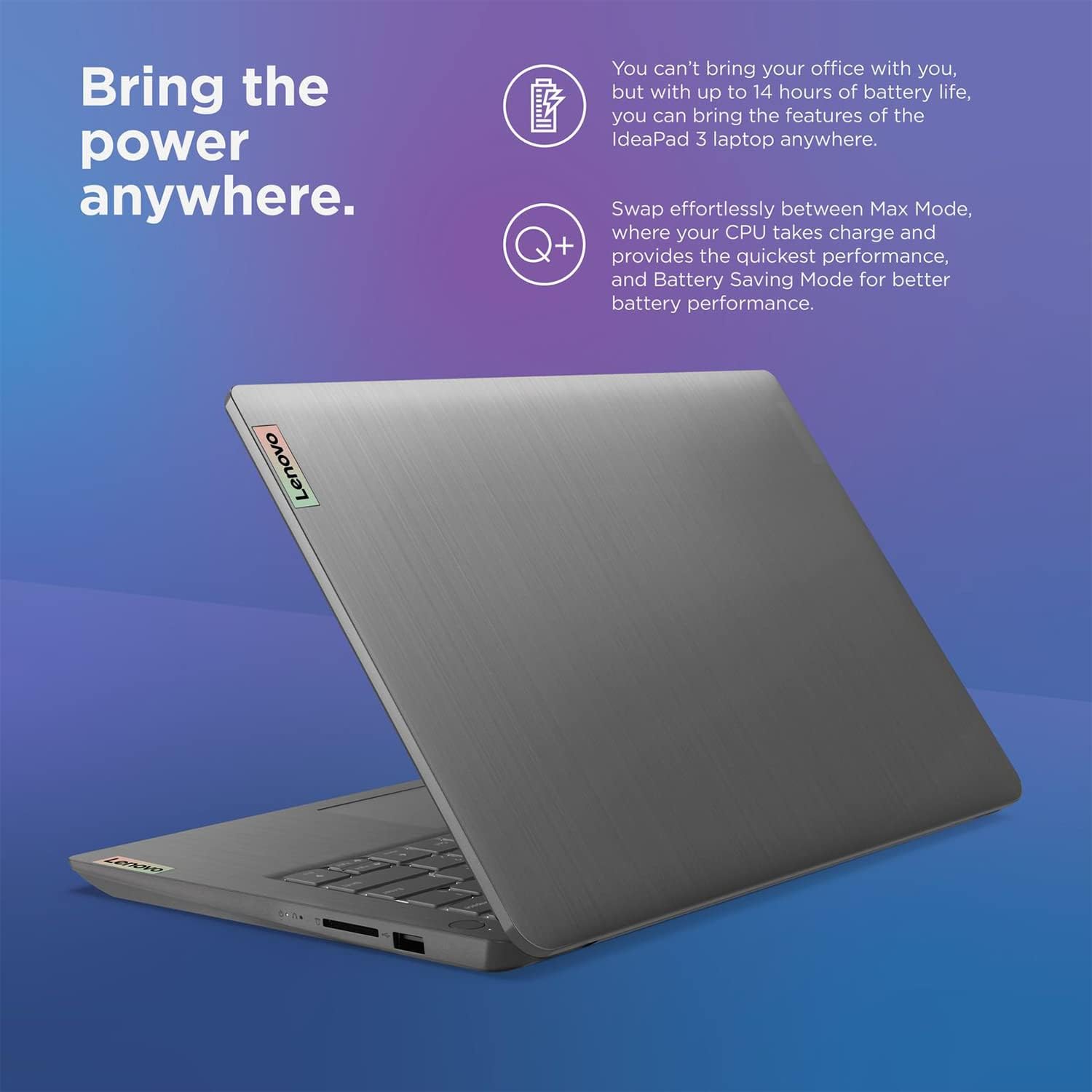 Lenovo IdeaPad 3 Laptop, 14' FHD Display, Intel Core i7-1165G7, Intel Iris Xe Graphics, Fingerprint Reader, Long Battery Life, Wi-Fi 6, Dolby Audio, Windows 11 (20GB RAM | 1TB PCIe SSD)