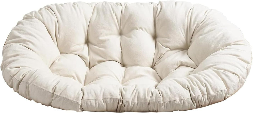 Double Papasan Cushion, Thick Comfortable Hammocks Swing Pads with Ties, Oversized Overstuffed Double Papasan Chair Cushion Only, 67in*47in (White)