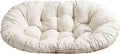 Double Papasan Cushion, Thick Comfortable Hammocks Swing Pads with Ties, Oversized Overstuffed Double Papasan Chair Cushion Only, 67in*47in (White)