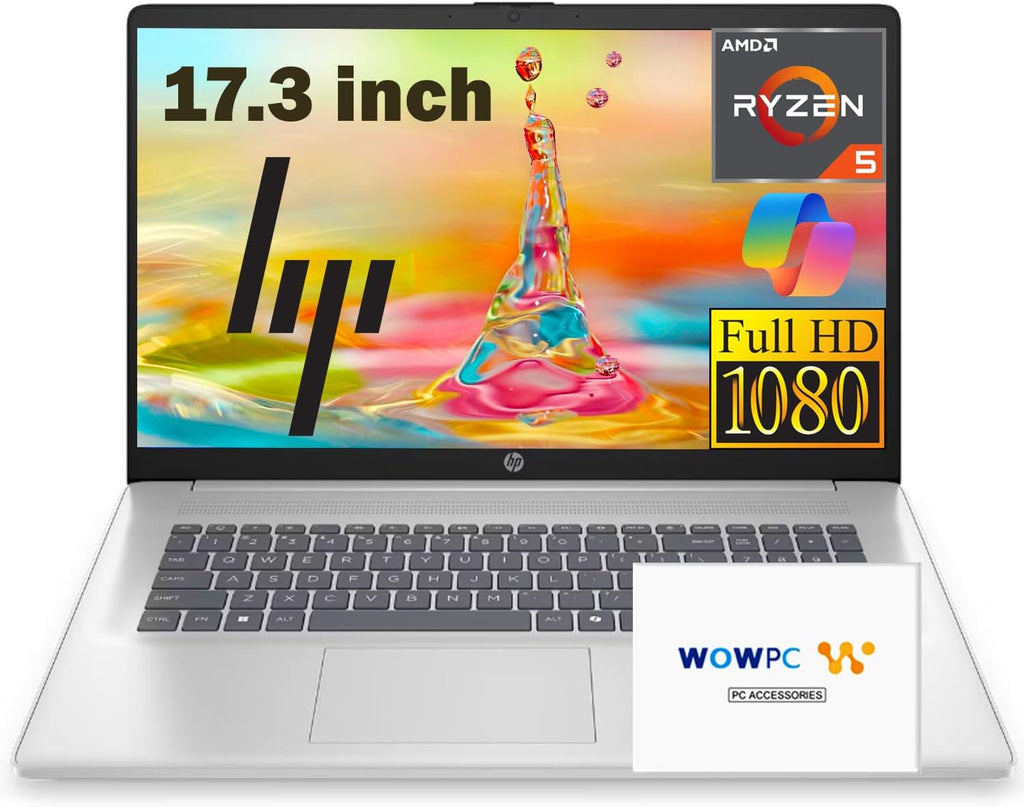 hp Latest 17 Inch Business Laptop 2025, 17.3'' FHD IPS Anti-Glare Display, AMD Ryzen 5 7430U (Beats Core i7-1355U), 32GB RAM, 1TB SSD, AMD Radeon Graphics, HDMI, Windows 11 Pro, Wi-Fi 6, WOWPC USB