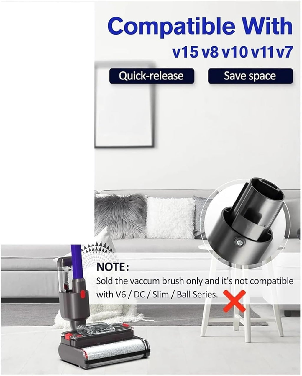 Electric Wet Dry Mopping Head ，Compatible for Dyson ，V15 V8 V7 V10 V11 Vacuum Cleaner Automatic Cleaning Roller Brush for Hard Floors