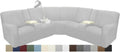 Reclining Sectional Couch Covers Waterproof L Shape Washable Recliner Sofa Cover for L Shaped Sectional Super Stretch Soft Corner Recliner Slipcovers (5 Seater 2 Console Cover, Ash Gray)