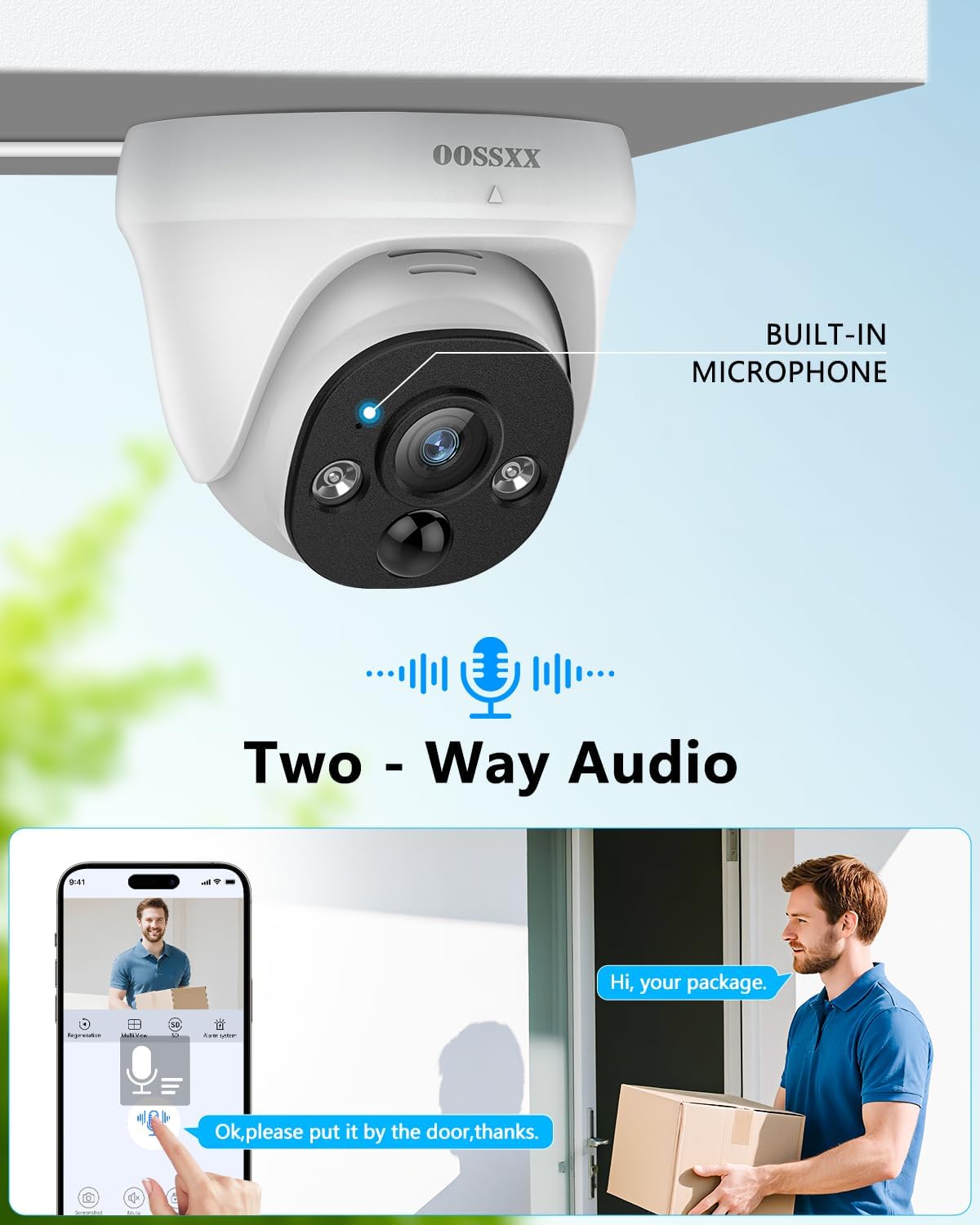 OOSSXX (2026 New) 4K PoE Security Camera System, 8CH 4K NVR with 1TB HDD, 4pcs 8MP Dome Cameras Outdoor Indoor, 130° Wide Angle, 2-Way Audio, AI Human/PIR Detection, No Monthly Fee