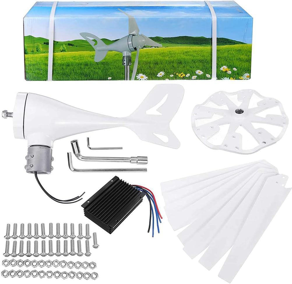 24V,HYZHANHONG 12V/24V/48V Horizontal Wind Turbine Generator 1000W Low Noise 8 Blades Wind Power Turbine Generator Kit 3-Phase AC Windmill with Controller