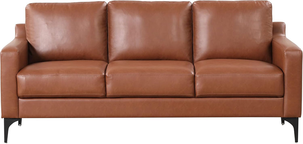 Serta Triton 78' Sofa, Transitional Modern, Dreamcoil Comfort, Metal Legs, Vegan Leather, Brown