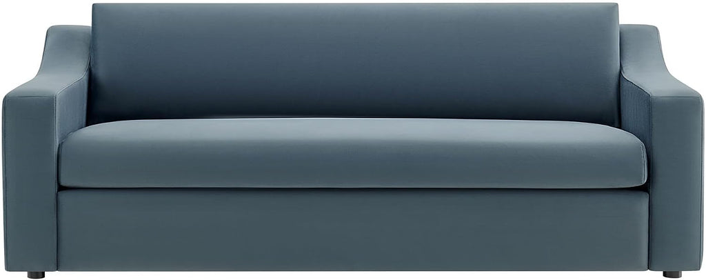 Modway Liora 87 Inch Stain-Resistant Performance Velvet Sofa in Cadet Blue - 3 Seater Upholstered Sofa Couch for Living Room Seating - Comfy Deep Seat Sofa with Scoop Arms