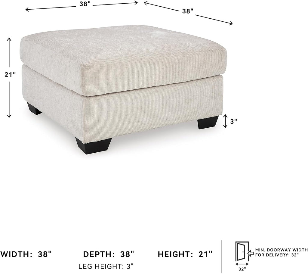 Signature Design by Ashley Aviemore Contemporary Square Oversized Accent Ottoman for Living Room, Beige