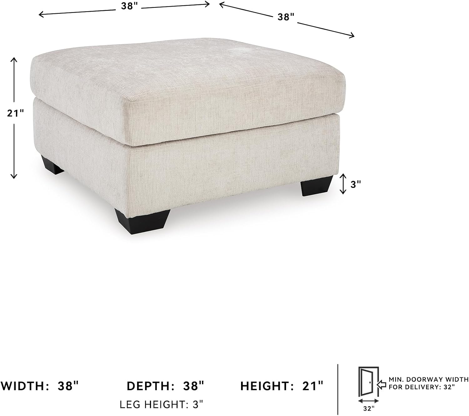 Signature Design by Ashley Aviemore Contemporary Square Oversized Accent Ottoman for Living Room, Beige