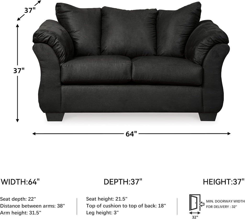 Signature Design by Ashley Darcy Casual Plush Loveseat, Black