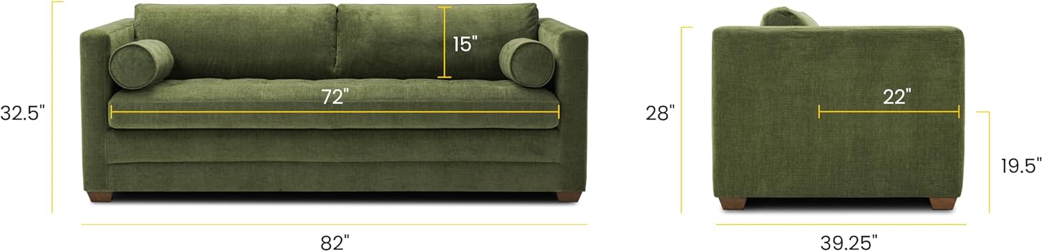 Poly & BARK Napa 82' Pull-Out Sofa Bed – Upholstered Sleeper Sofa with Storage Console and Hidden Mattress – Stylish Sofa Bed for Guest Rooms, Apartments, Living Rooms and More