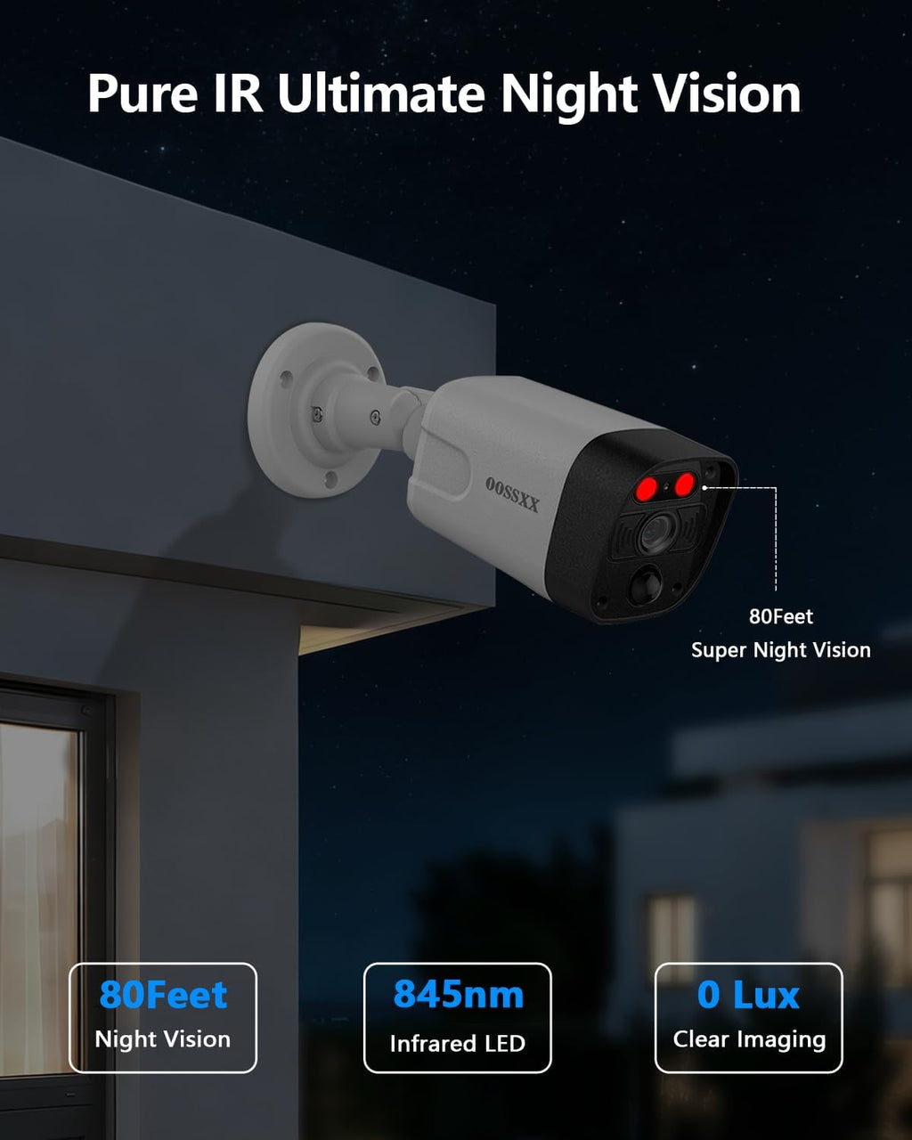 OOSSXX (2026 New) 4K PoE Security Camera System Wired, 8CH NVR with 1TB HDD, 4 x 8MP Cameras (2 Bullet + 2 Dome), 130° Wide Angle, 2-Way Audio, AI Human & PIR Detection, No Monthly Fee