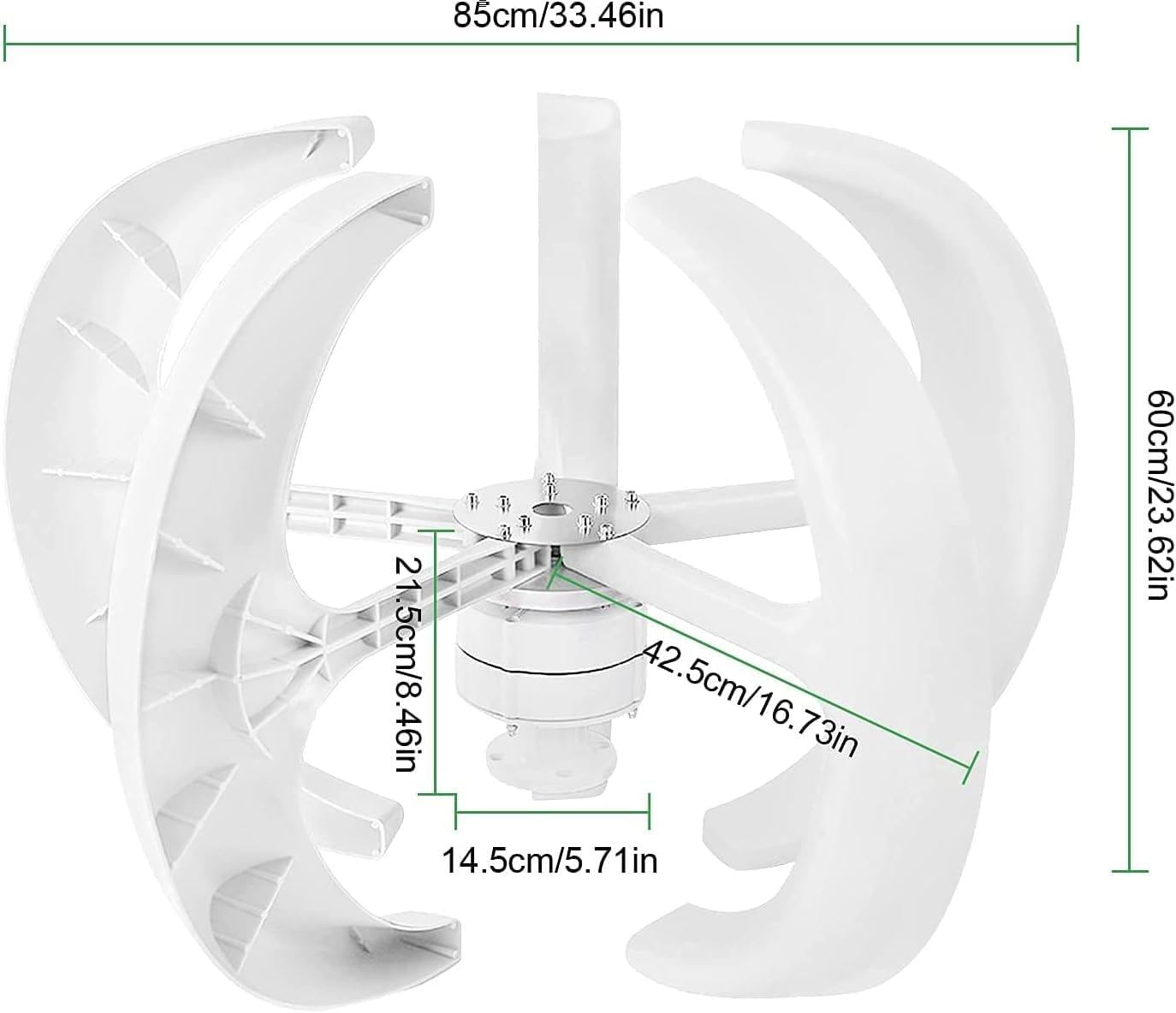400W 600W 800W 1000W 1200W Wind Solar Hybrid System 5 Blades Controller Lantern Vertical Axis Wind Turbine Generator Motor Kit for Home Windmill Use,12V-400W