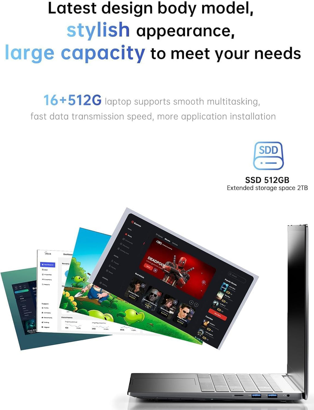 Laptop, 2026 New Laptop Computer with Intel Twin Lake N150 Processor(Up to 3.6GHz), 16GB RAM 512GB NVMe SSD, 15.6' FHD Display, Windοws 11/Student/Business Laptop, HDMI, USB3.2, Long Battery Life