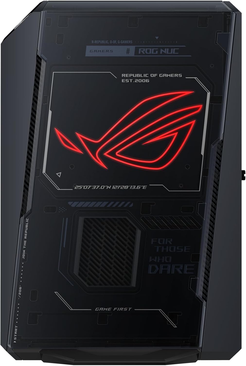 ROG NUC (2025) Gaming Mini PC with Intel® Core™ Ultra 9 (Series 2) ARL-HX CPU, NVIDIA® GeForce RTX™ 5070 MobileGPU, 32GB DDR5 RAM, 1TB NVMe SSD, Thunderbolt™ 4, Triple-Fan Cooling, and ARGB Lighting