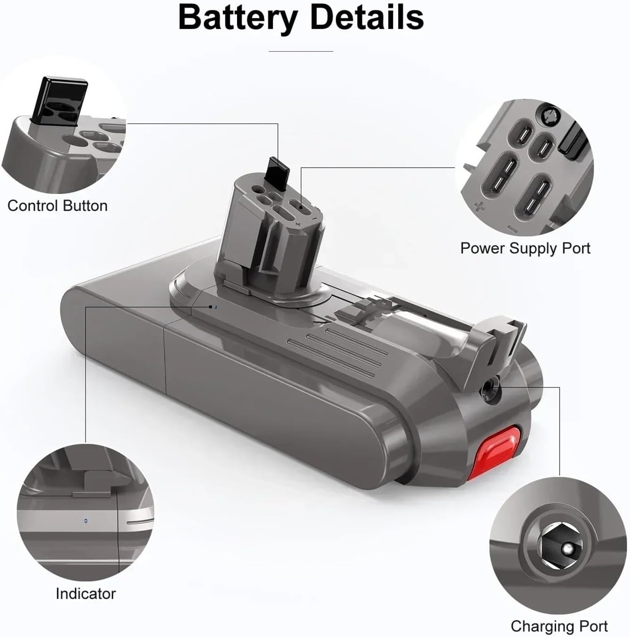 OUTMX 25.2V Compatible for Dyson Battery SV15 V15 and V11 Absolute Animal Fluffy Vacuum Cleaners Replacement Batteries(8000mAh)
