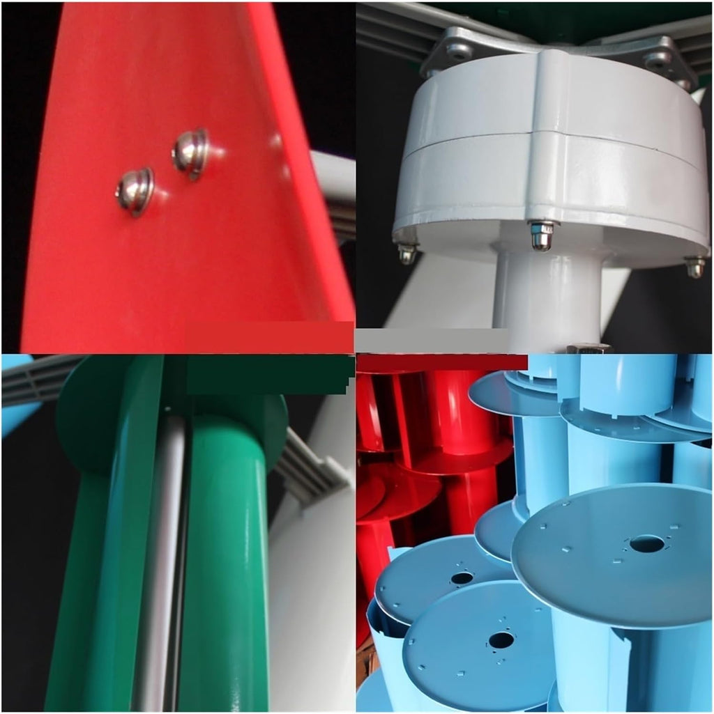 Wind Turbine Generator, Real Efficiency Energy Windmill 1000W 1500W 12v 24v Vertical Axis Wind Turbine Generator For Hybrid Solar Wind System for Marine, RV, Home(MPPT Controller,MULTICOLOR_12V)