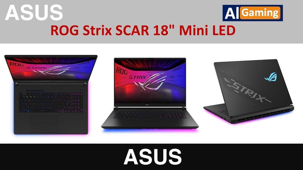 ASUS ROG Strix Scar AI Gaming Laptop 18' 240Hz Mini LED WQXGA Display (Intel Ultra 9-275HX, GeForce RTX 5080 16GB, 32GB DDR5, 2TB SSD, RGB KB, Win 11 Pro) w/DKZ USB Port Expander