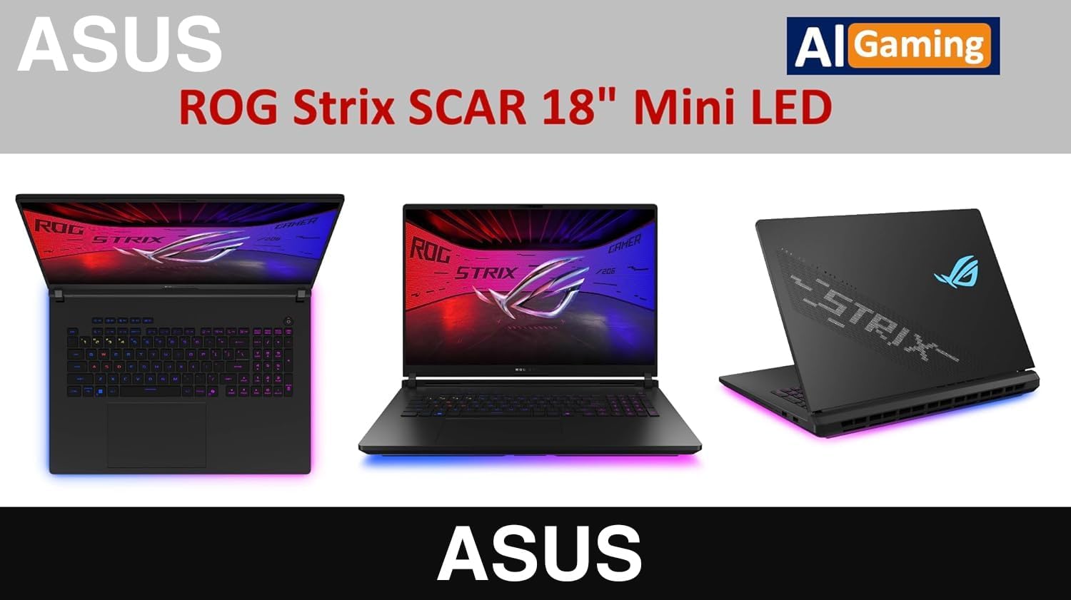 ASUS ROG Strix Scar AI Gaming Laptop 18' 240Hz Mini LED WQXGA Display (Intel Ultra 9-275HX, GeForce RTX 5080 16GB, 32GB DDR5, 2TB SSD, RGB KB, Win 11 Pro) w/DKZ USB Port Expander