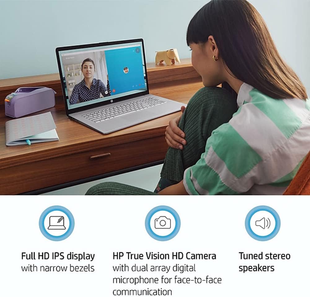 HP Laptops 17 inch Windows 11 | AMD Ryzen 5 5500U 6Core | FHD 1920x1080 IPS Display Narrow Bezel | Numeric Keyboard | Wireless-AC | Webcam | USB Type-C | HDMI Cable (32GB RAM | 1TB PCIe SSD)