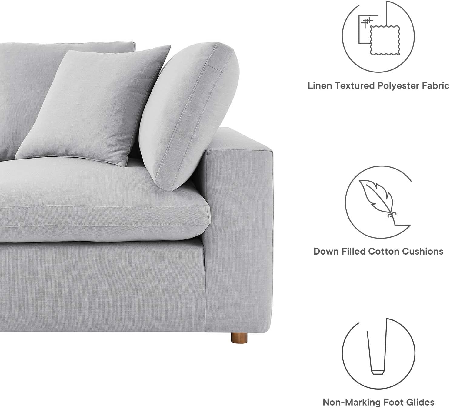 Modway Commix Down-Filled Overstuffed Upholstered 4-Piece Sectional Sofa