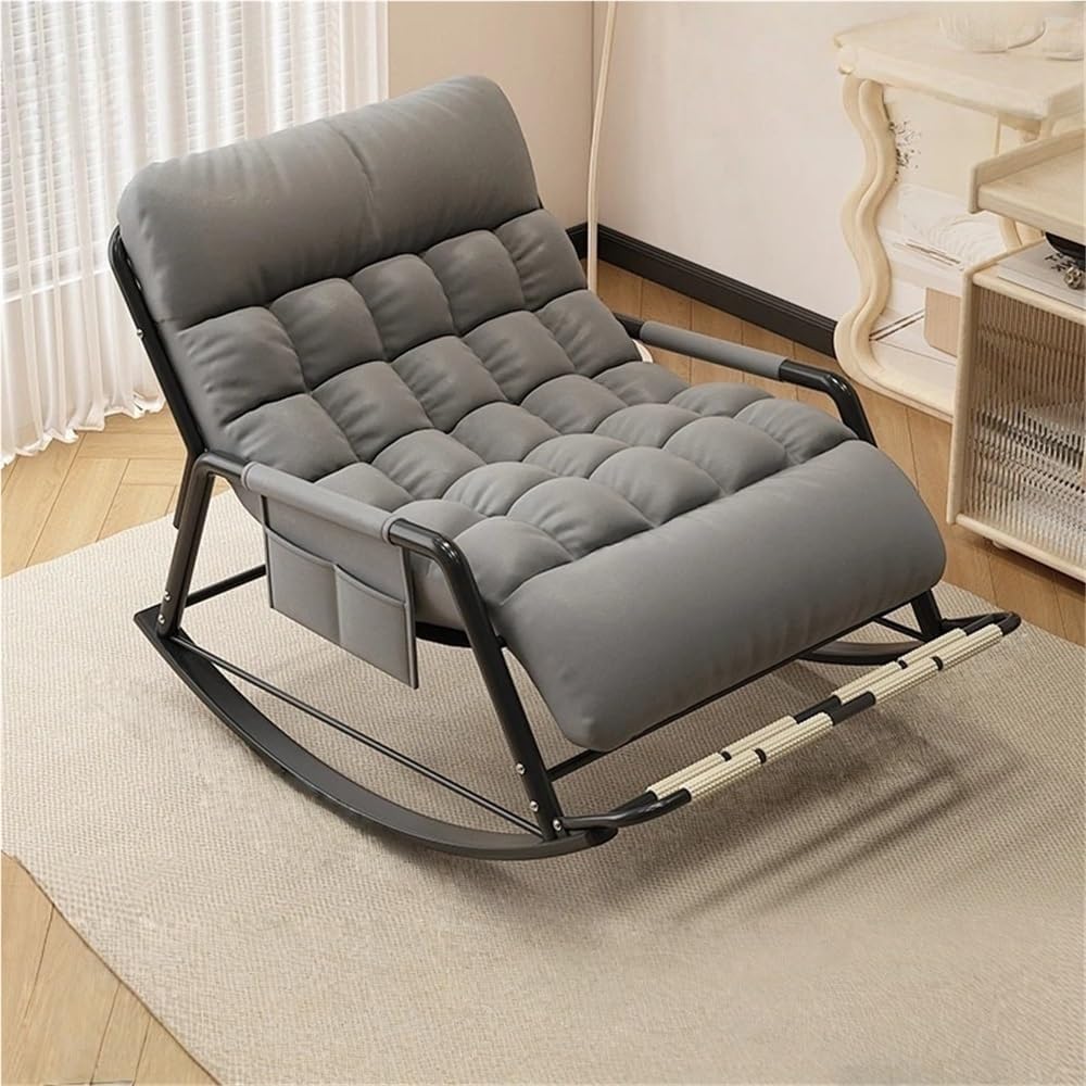 Indoor Outdoor Patio Rocking with Cushion, ChairsOversized Modern Rocker Chairs, Double Papasan Chair, Ergonomic Lounge for Living Room, Bedroom, Patio, Garden (Grey, Oversized)