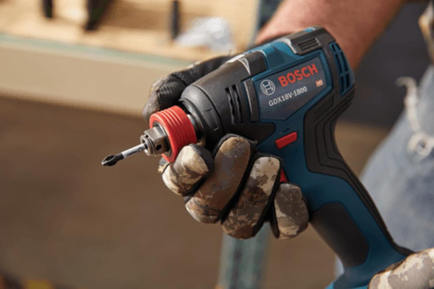 Bosch 18V GDX18V Two-In-One 1/4 Inch and 1/2 Inch Bit Socket Impact Driver Wrench Kit with Standard Power Battery and Focused LED Light (Renewed)