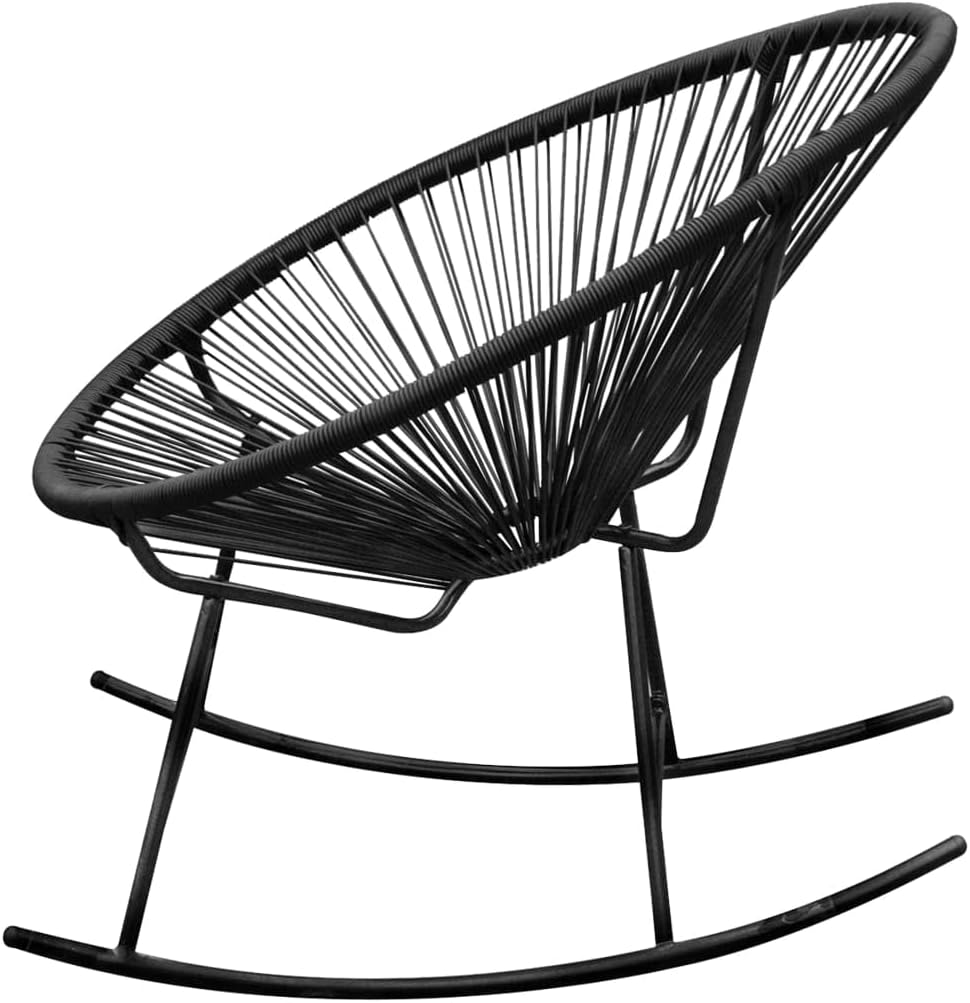 vidaXL Outdoor Rocking Chair Patio Seat Patio Chair Outdoor Seat Garden Backyard Chair Black Resin Woven