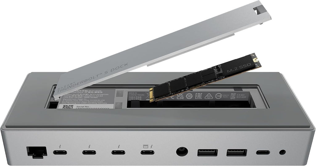 Razer Thunderbolt 5 Dock: 11 Port Docking Station with M.2 SSD Slot - 120Gbps Transfer Speeds - 3X 4K Displays at 144 Hz on TB5/4 Laptops - 140W PD Charging - Active Cooling - TB Share - Mercury