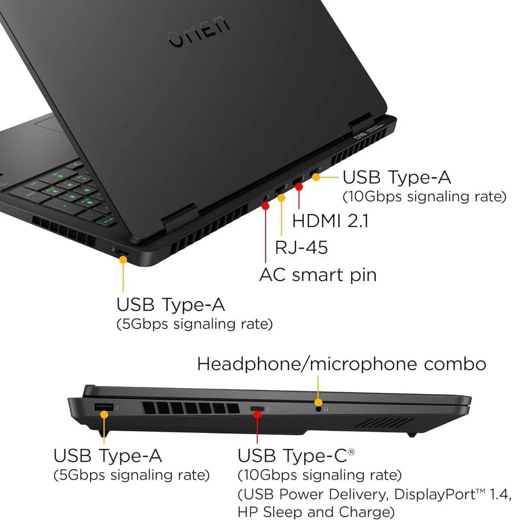 HP Omen 16 Gaming AI Laptop 16' WQXGA 240Hz (500nits 100% sRGB) AMD 10-core Ryzen AI 9 365 (Up to 50 Tops) 32GB RAM 1TB SSD GeForce RTX 5070 GDDR7 DLSS4 (Up to 798 Tops) RGB Backlit Win11Pro ICP Hub