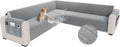 Waterproof L Shaped Couch Cover for Sectional Sofa Velvet Quilted Corner Sofa Cover L Shape Furniture Protector Slipcover Set with Non Slip Straps for Pets Dogs Kids (XX-Large, Silvery Grey)