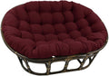 Maykoosh Rattan Double Papasan Chair with Twill Cushion - Bohemian Style Seating Burgundy