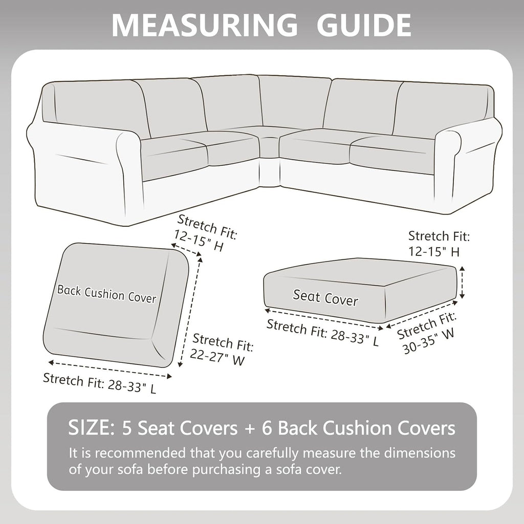 Arfntevss Velvet Corner Sectional Couch Covers Slipcovers L Shape Couch Cushion Covers Fitted Stretch Pet Sofa Covers Non-slip U Shaped Furniture Protector (5 Seat Covers 6 Back Cushion Covers, Ivory)