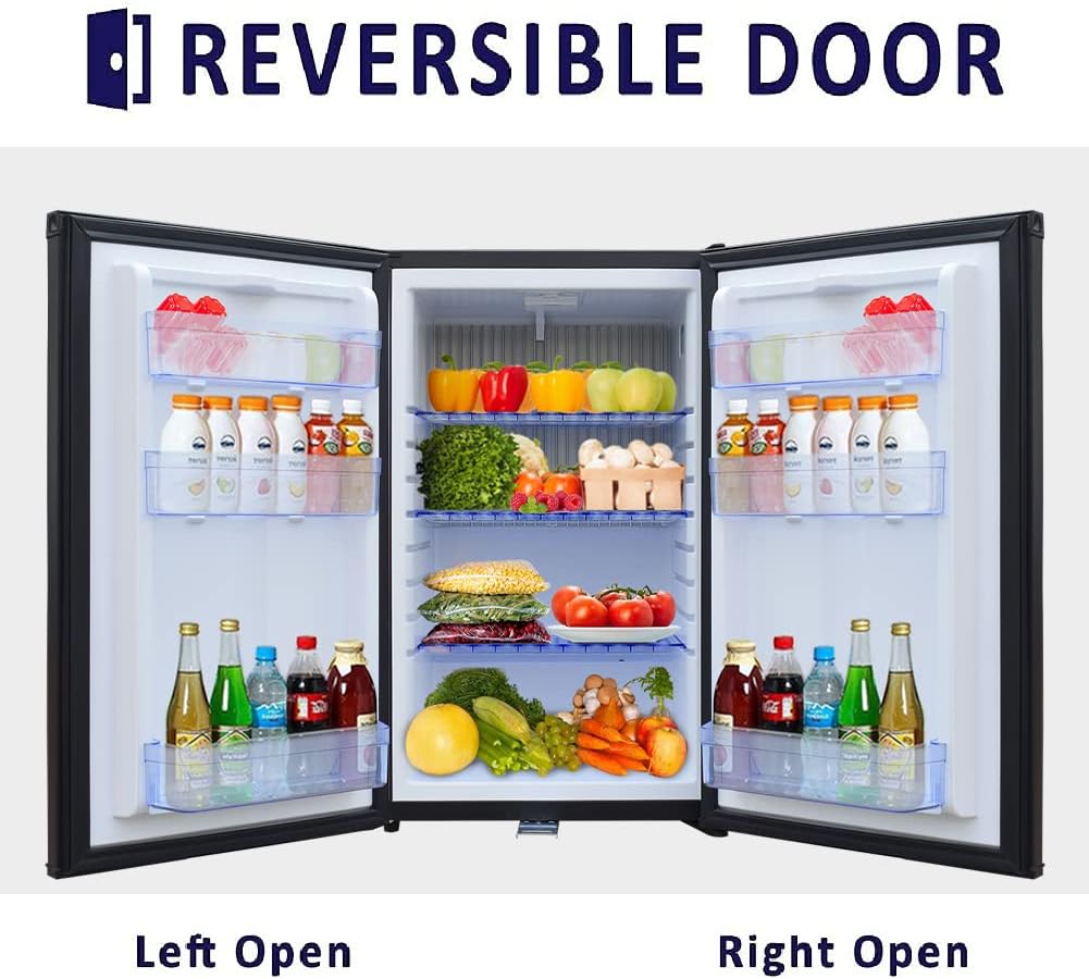 1.7 Cu.Ft Compact Refrigerator, 120V/12V Mini Fridge with Lock & Key, Reversible Door, Quiet Absorption Refrigerator for Truck, RV, Camper, Dorm & Office
