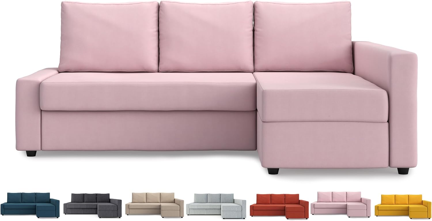 MASTERS OF COVERS Snug Fit Friheten Slipcover for The IKEA Friheten with Chaise Corner Cover, Sofa Bed Cover, Sectional Slipcover Replacement (Pink)（Cover Only！Not Sofa！）
