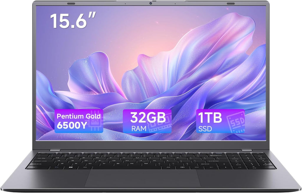 Laptop, 32GB RAM 1TB SSD Laptop Computer, 6500Y Processor (Beats N5095, Up to 3.4GHz), 15.6' FHD IPS Display Laptops pc, WiFi 5, BT 5.2, HDMI, USB-C, Long Battery Life Laptops for Student