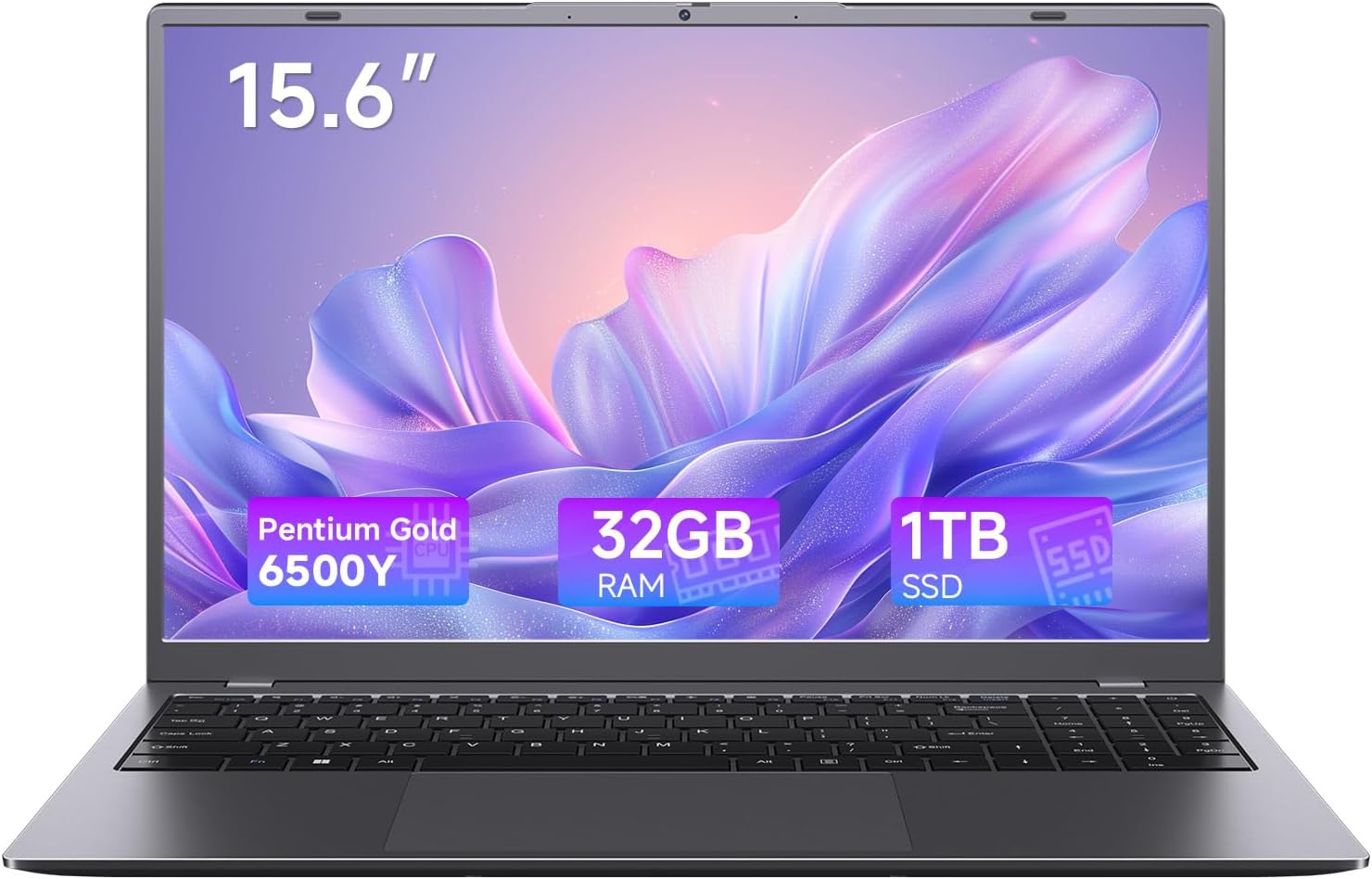 Laptop, 32GB RAM 1TB SSD Laptop Computer, 6500Y Processor (Beats N5095, Up to 3.4GHz), 15.6' FHD IPS Display Laptops pc, WiFi 5, BT 5.2, HDMI, USB-C, Long Battery Life Laptops for Student