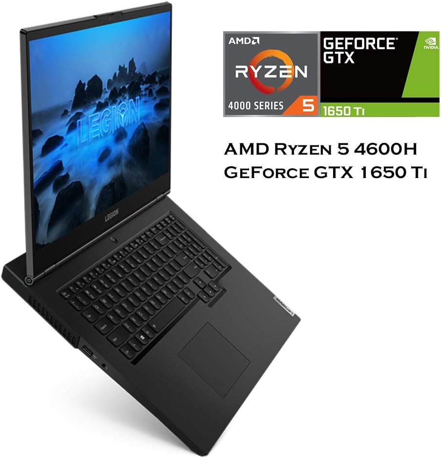 Lenovo Legion 5 Gaming Laptop, 15.6' FHD IPS Display, AMD Ryzen 5 4600H, Webcam, Backlit Keyboard, Wi-Fi 6, USB-C, HDMI, GeForce GTX 1650 Ti, Windows 10 Home, 8GB Memory, 256GB PCIe SSD + 1TB HDD