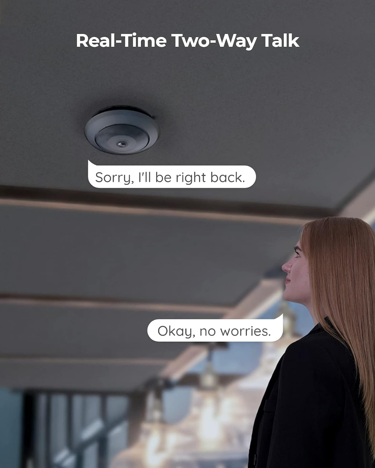 REOLINK WiFi Security Fisheye Camera, 2K+ 6MP 360° Panorama, 2.4/5GHz WiFi Indoor Wireless Security Camera, Person Motion Detection, Supports up to 512GB microSD, Ceiling/Wall/Desk Mount, FE-W (Black)