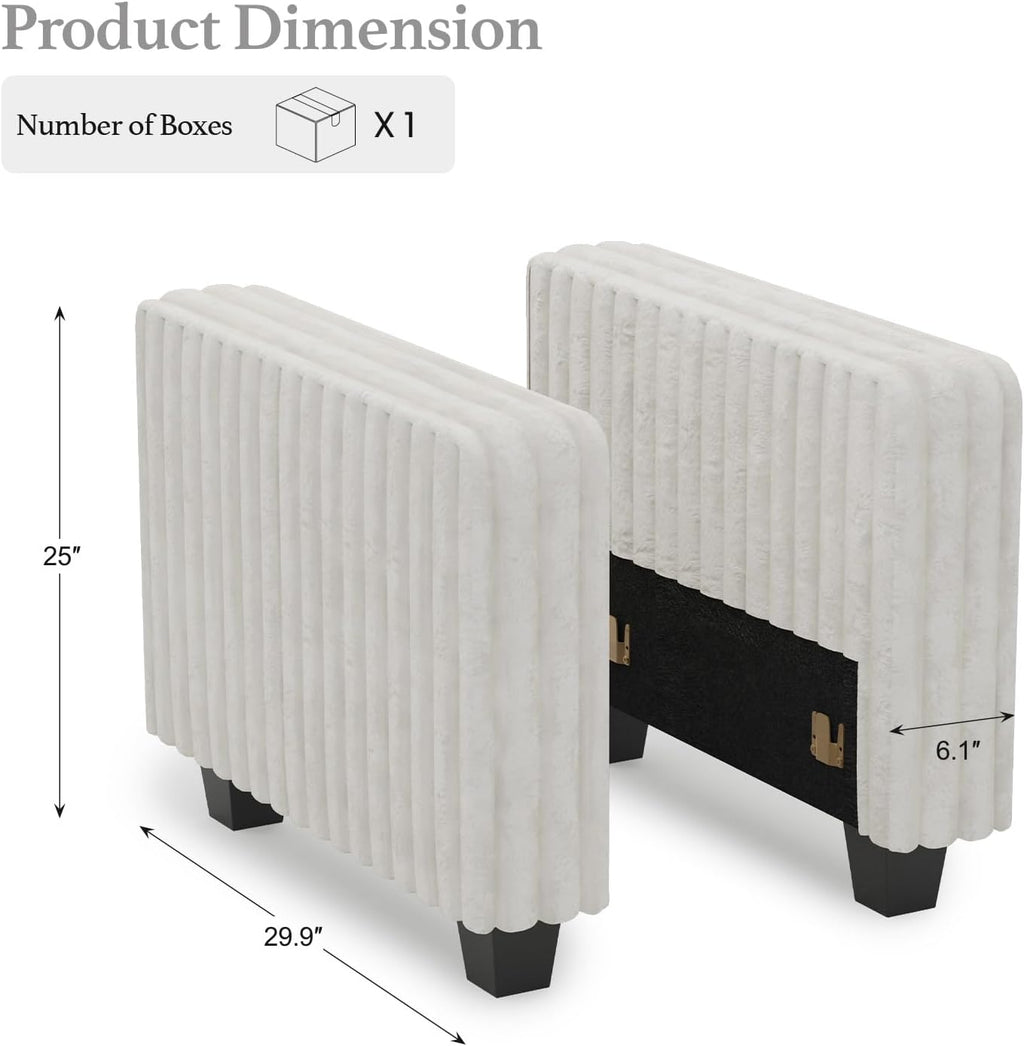 Belffin Plush Corduroy Modular Sectional Sofa Armrest Part Module for Sectional Sleeper Sofa with Pull Out Bed (Set of 2) Beige Couch