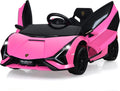INFANS 12V Licensed Lamborghini Sian Kids Ride On Car with Parent Remote Control, Spring Suspension, MP3 Player, Electric Toy Roadster Carbon Fiber Textured for Toddler (Pink Black)