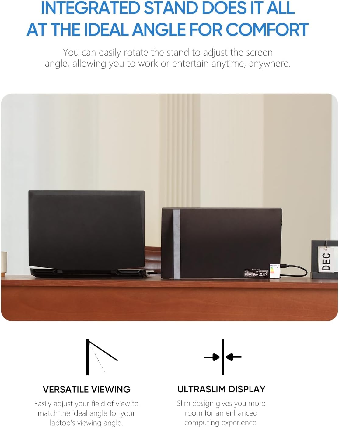 ARZOPA Portable Monitor Kickstand, 14.0' Ultra Slim Portable Laptop Monitor FHD 1080P External Display with Dual Speakers Second Screen for Laptop PC Phone Xbox PS4/5 Switch-A1S